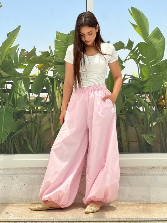 Oversized Balloon Pants-Pink