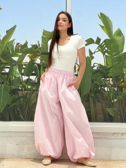 Oversized Balloon Pants-Pink