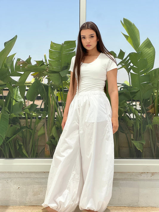 Oversized Balloon Pants-White
