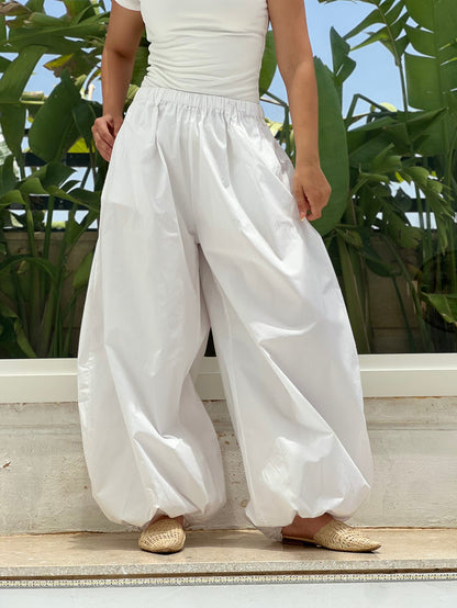 Oversized Balloon Pants-White