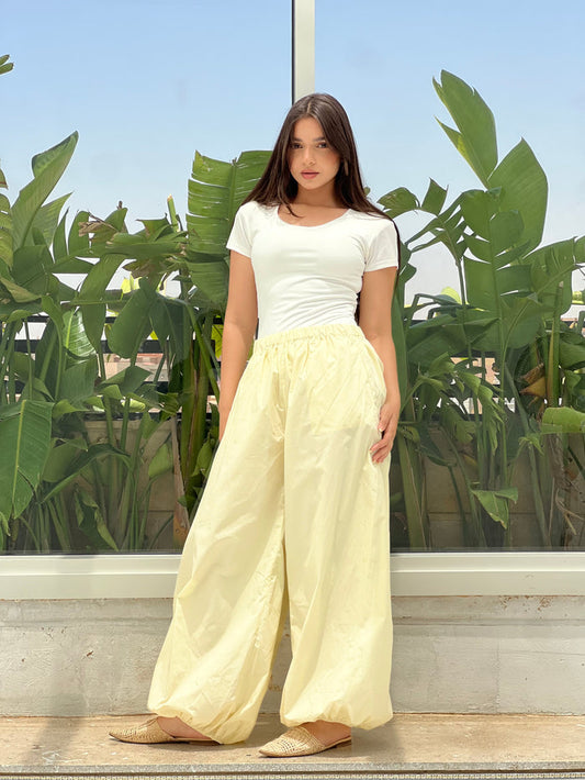 Oversized Balloon Pants-Yellow
