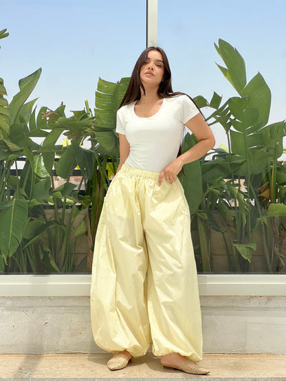 Oversized Balloon Pants-Yellow