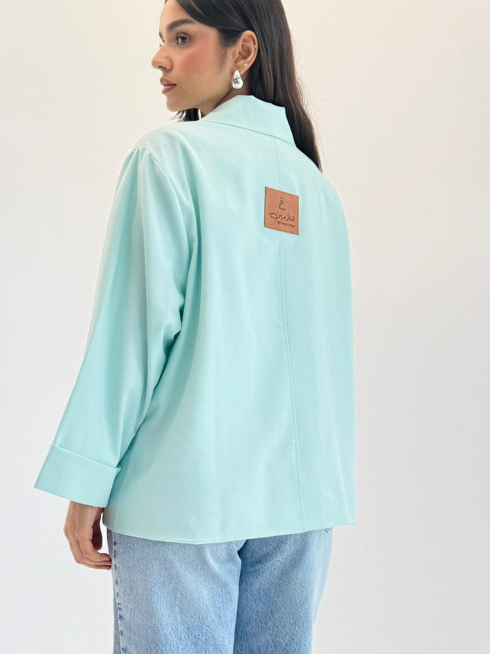 Oversized Summer Blazer-Aqua