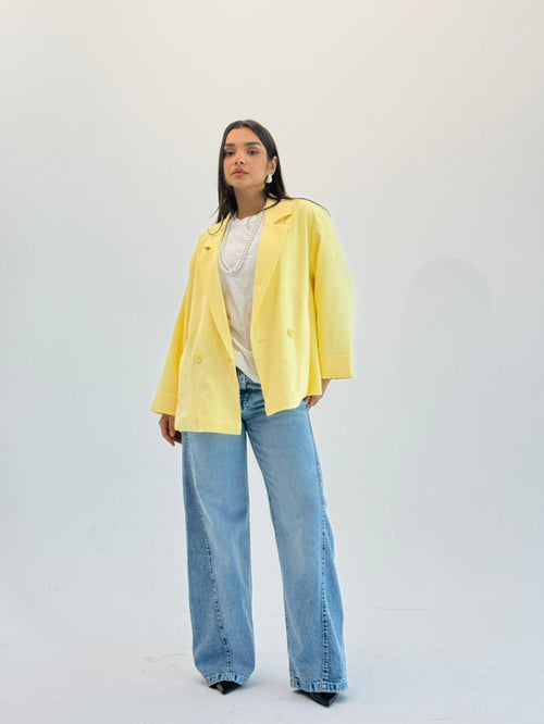 Oversized Summer Blazer-Butter Yellow