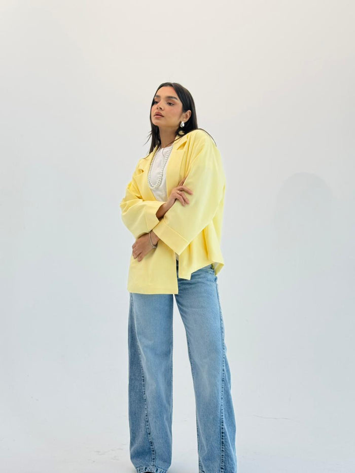 Oversized Summer Blazer-Butter Yellow
