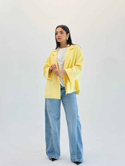 Oversized Summer Blazer-Butter Yellow