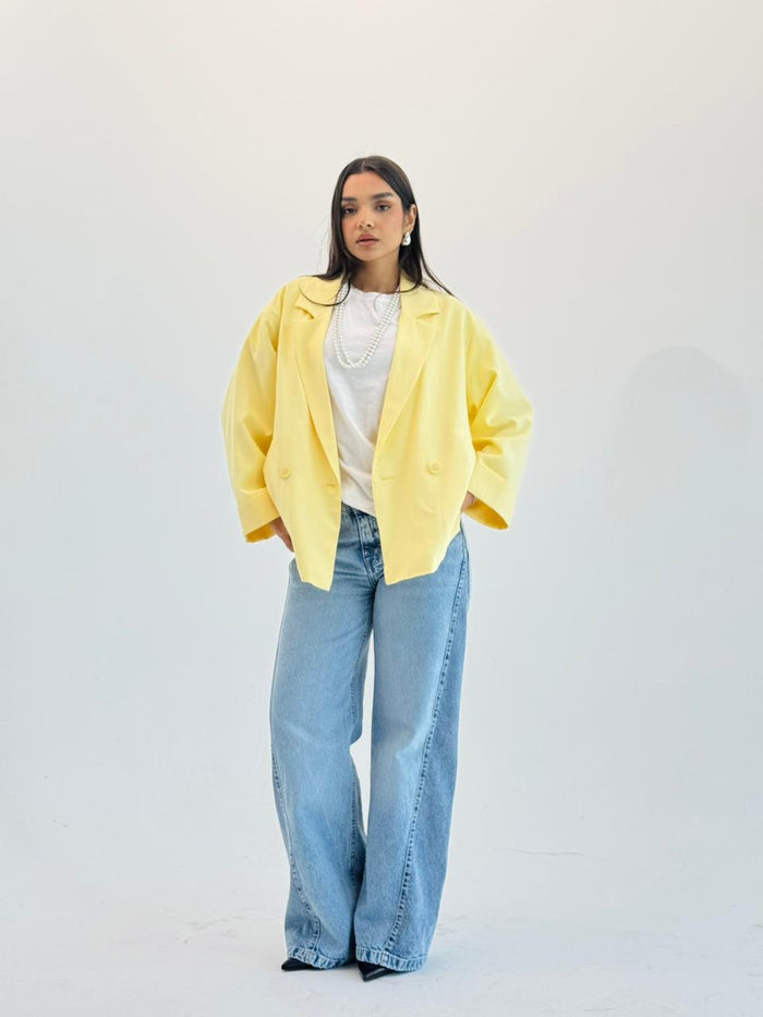 Oversized Summer Blazer-Butter Yellow