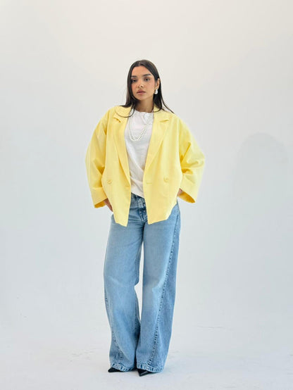 Oversized Summer Blazer-Butter Yellow