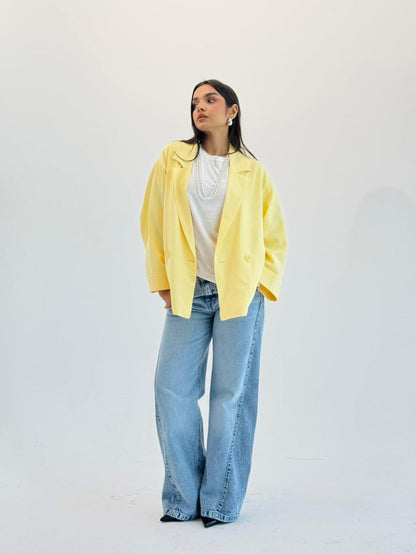 Oversized Summer Blazer-Butter Yellow