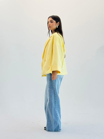 Oversized Summer Blazer-Butter Yellow