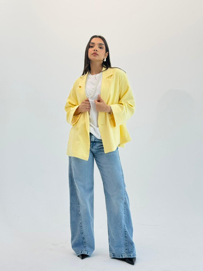 Oversized Summer Blazer-Butter Yellow