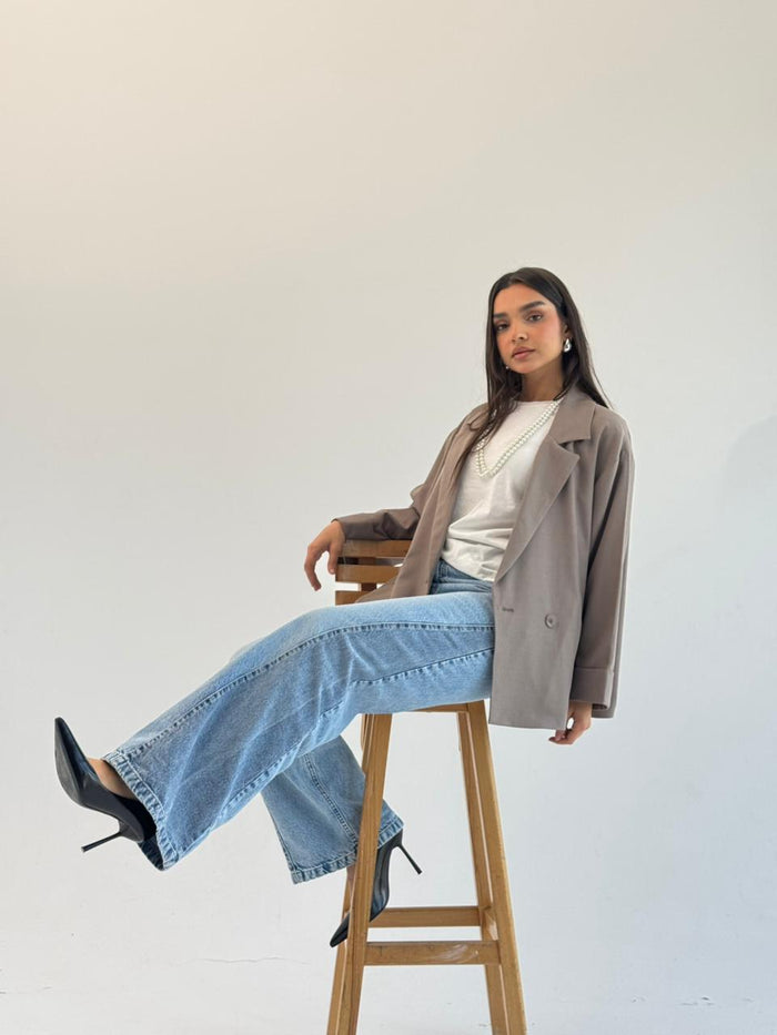 Oversized Summer Blazer-Mocka