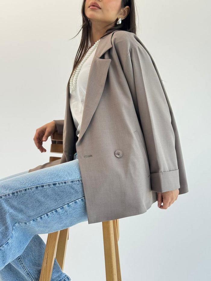 Oversized Summer Blazer-Mocka