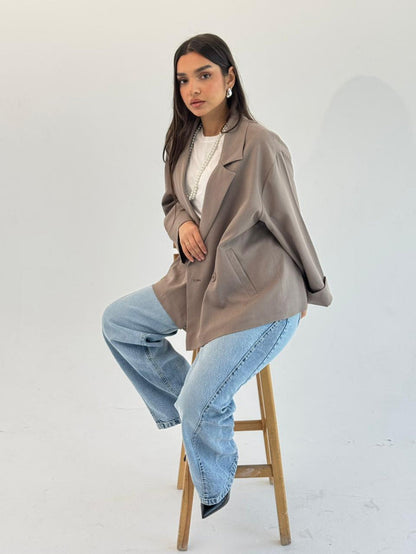 Oversized Summer Blazer-Mocka