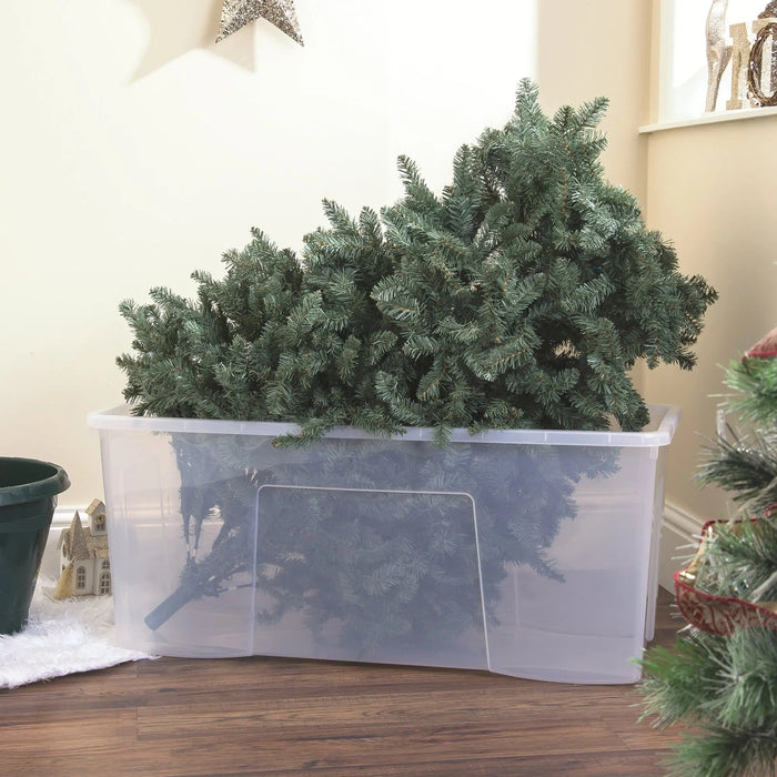 Pack of 2 - 133 Litre Extra Large Long Plastic Storage Boxes with Lids Wham Storage