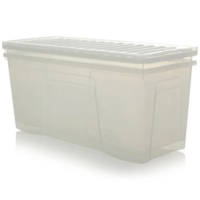 Pack of 2 - 133 Litre Extra Large Long Plastic Storage Boxes with Lids Wham Storage