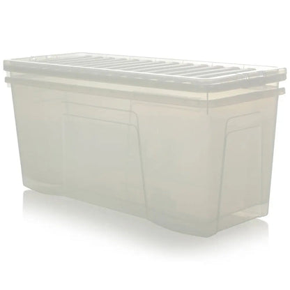 Pack of 2 - 133 Litre Extra Large Long Plastic Storage Boxes with Lids Wham Storage