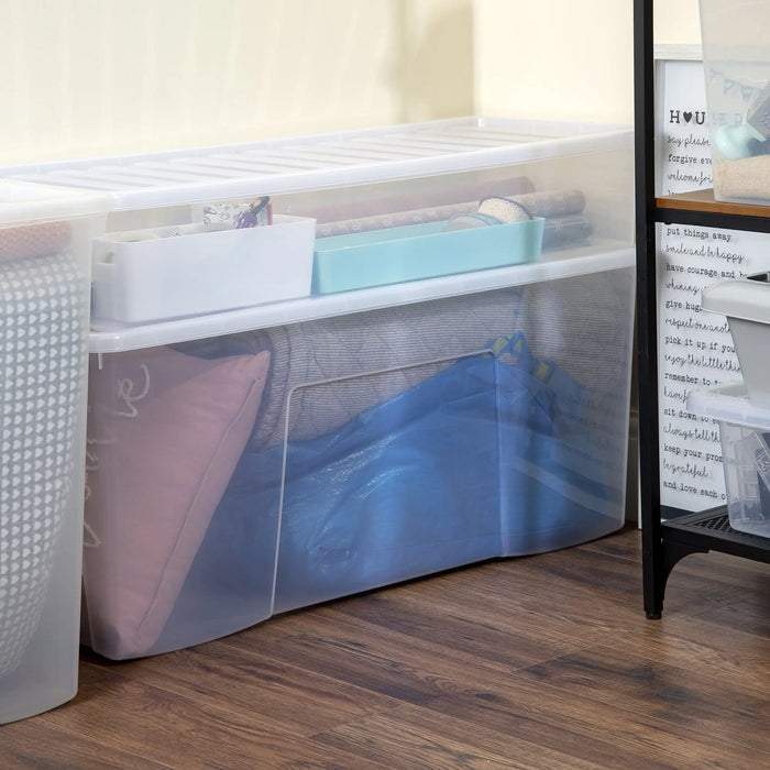 Pack of 2 - 133 Litre Extra Large Long Plastic Storage Boxes with Lids Wham Storage