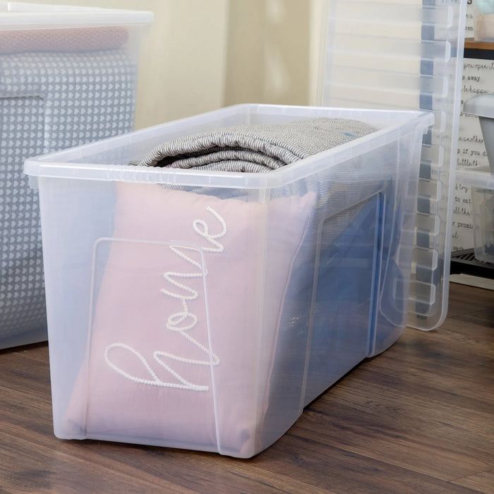 Pack of 2 - 133 Litre Extra Large Long Plastic Storage Boxes with Lids Wham Storage