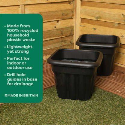 Pack of 2 - 33cm Vista Small Square Plastic Garden Planter Wham Storage