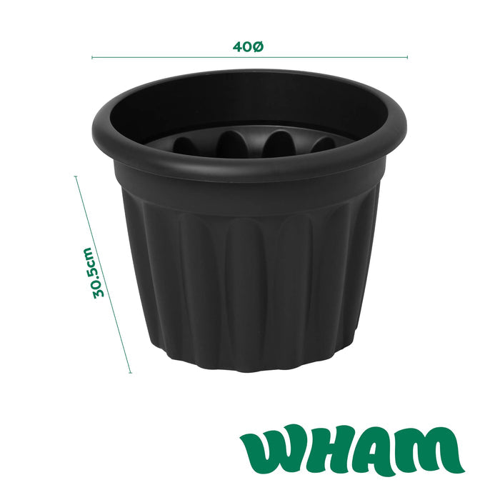 Pack of 2 - 40cm Vista Medium Round Plastic Plant Pot Wham Storage