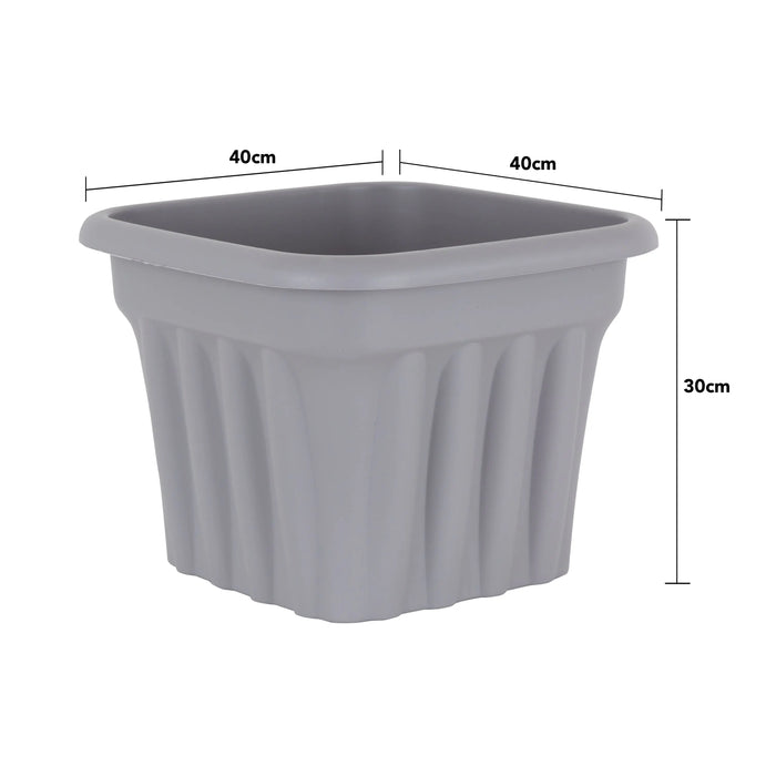 Pack of 2 - 40cm Vista Medium Square Plastic Planter Wham Storage