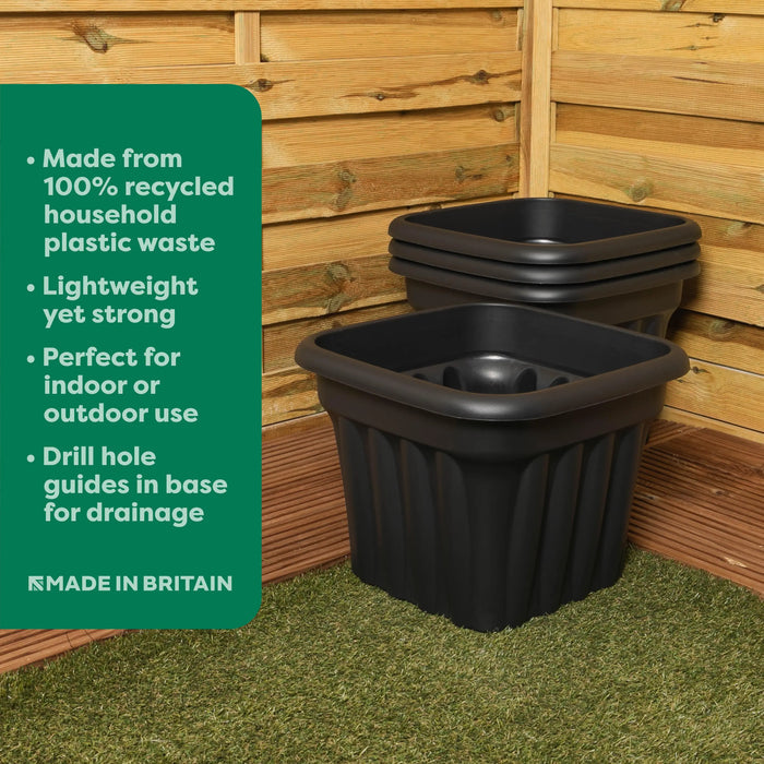 Pack of 2 - 40cm Vista Medium Square Plastic Planter Wham Storage