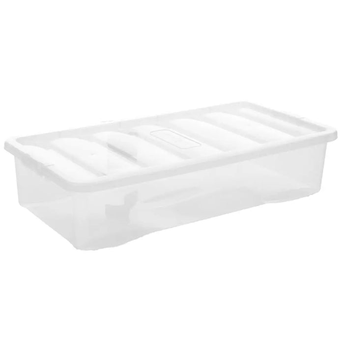 Pack of 2 - 42 Litre Crystal Under Bed Plastic Storage Boxes with Lids Wham Storage