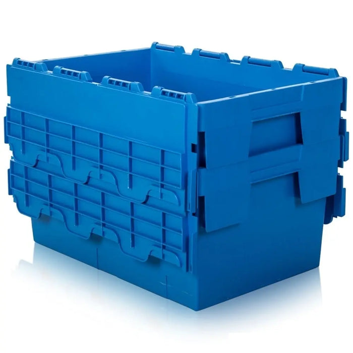 Pack of 2 - 55 Litre Heavy Duty ALC Plastic Boxes with Attached Lids