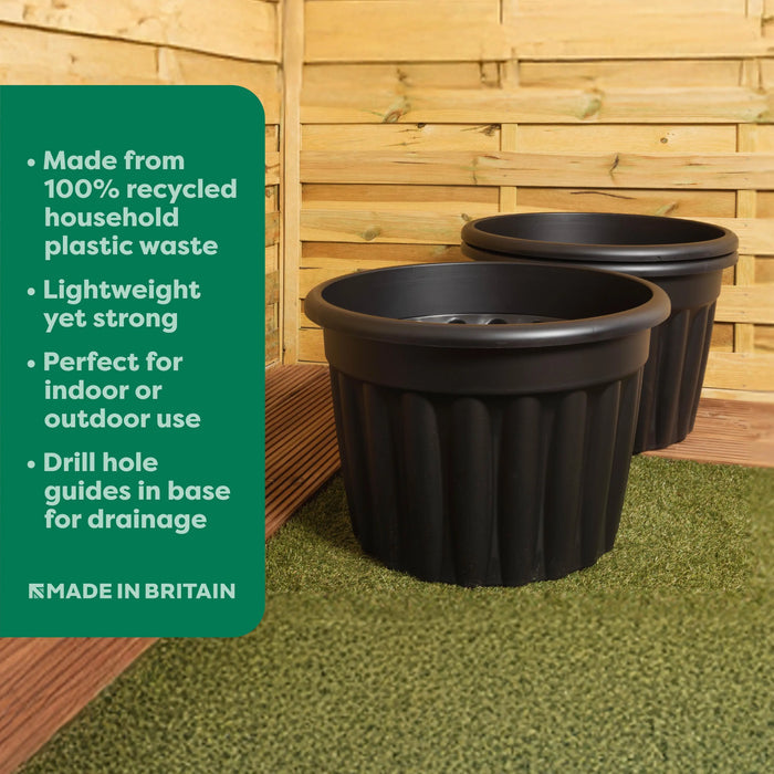 Pack of 2 - 60cm Vista Extra Large Round Plastic Plant Pot Wham Storage