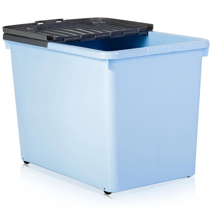 Pack of 2 - 80 Litre Boxes with Wheels and Folding Lids Wham Storage