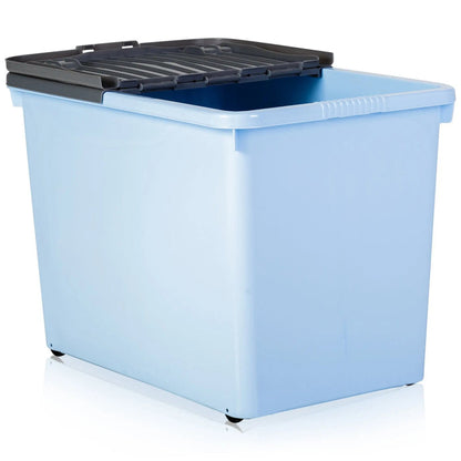 Pack of 2 - 80 Litre Boxes with Wheels and Folding Lids Wham Storage