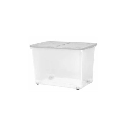 Pack of 2 - 80 Litre Boxes with Wheels and Folding Lids Wham Storage