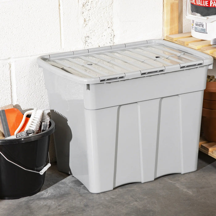 Pack of 2 - 80 Litre Home Upcycled Plastic Croc Box with Attached Lid Wham Storage