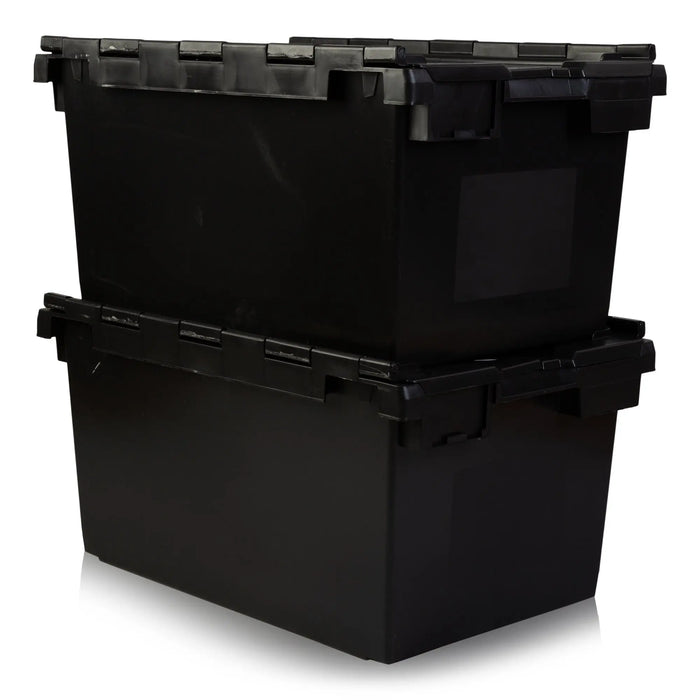 Pack of 2 - 80 litre Large Attached Lid Boxes Counter
