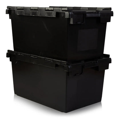Pack of 2 - 80 litre Large Attached Lid Boxes Counter