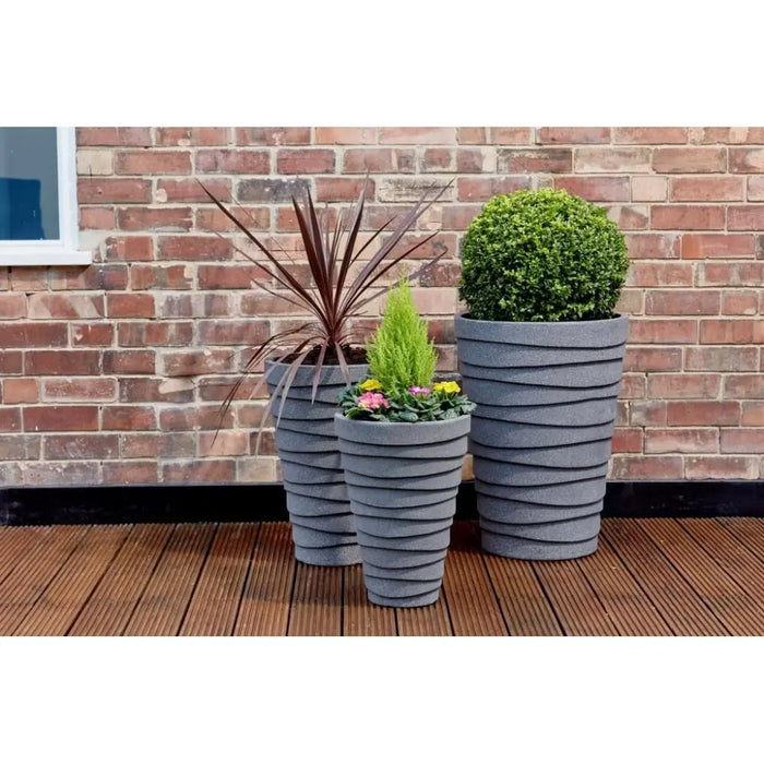 Pack of 2 - Trojan 38cm Medium Planter Granite Strata