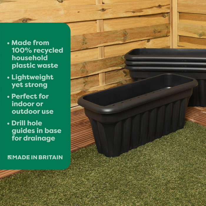 Pack of 2- 60cm Vista Rectangular Plastic Trough Planter Wham Storage
