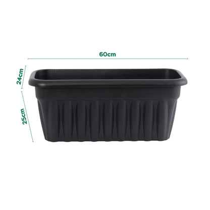 Pack of 2- 60cm Vista Rectangular Plastic Trough Planter Wham Storage