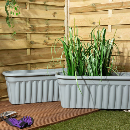 Pack of 2- 80cm Vista Extra Large Long Rectangular Plastic Trough Planter Wham Storage