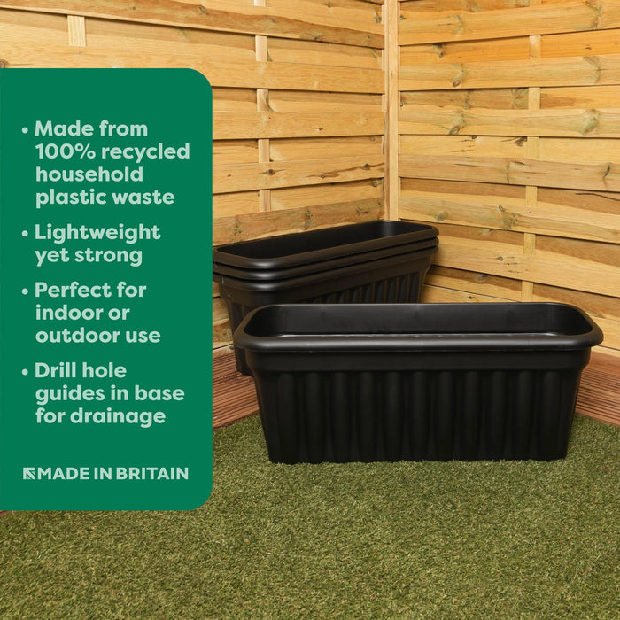 Pack of 2- 80cm Vista Extra Large Long Rectangular Plastic Trough Planter Wham Storage