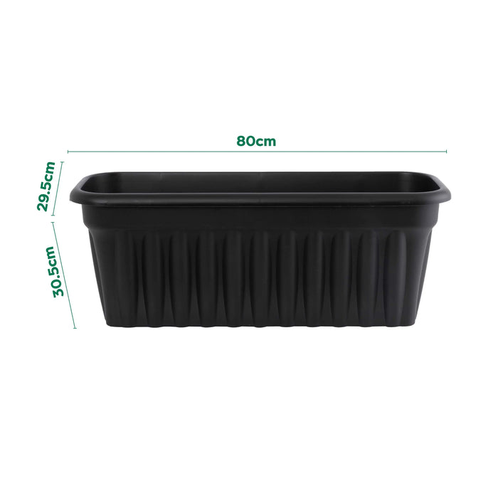 Pack of 2- 80cm Vista Extra Large Long Rectangular Plastic Trough Planter Wham Storage
