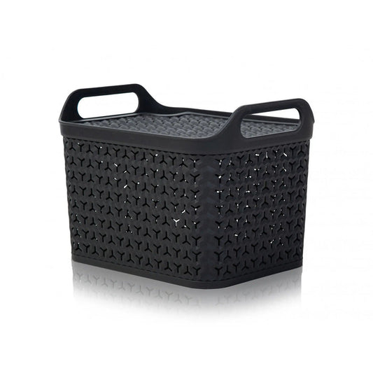 Medium Urban Style Plastic Storage Basket with Lid Strata