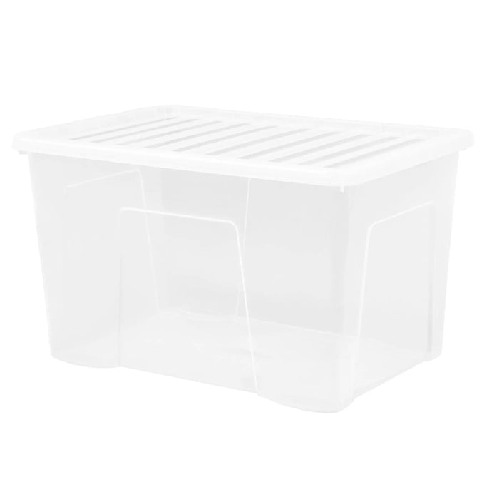 Pack of 3 - 102 Litre Crystal Plastic Storage Box with Lid Wham Storage