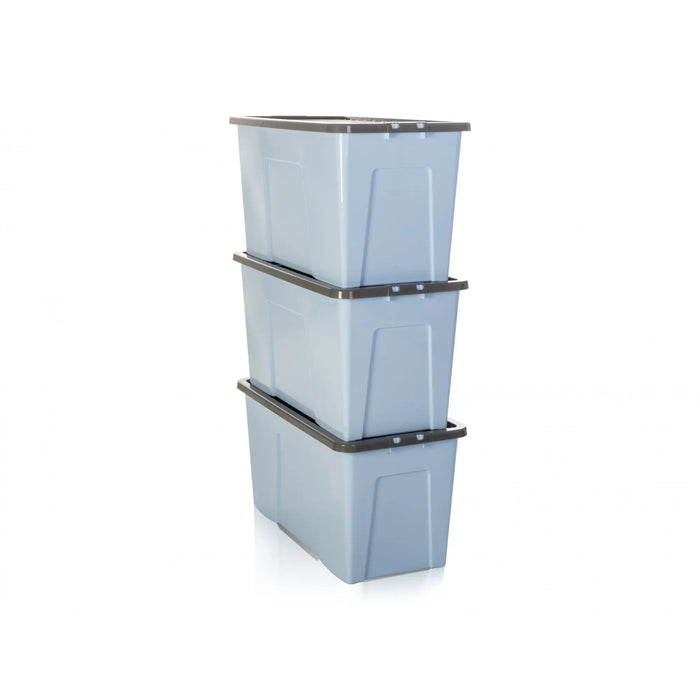 Pack of 3 - 110 Litre XL Plastic Storage Boxes with Lids Wham Storage