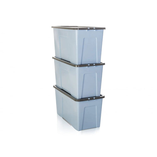 Pack of 3 - 110 Litre XL Plastic Storage Boxes with Lids Wham Storage