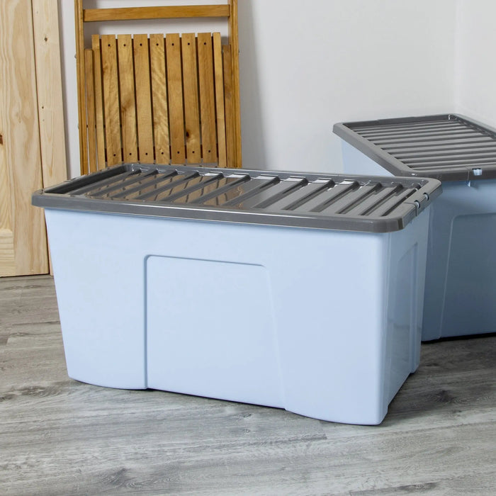 Pack of 3 - 110 Litre XL Plastic Storage Boxes with Lids Wham Storage