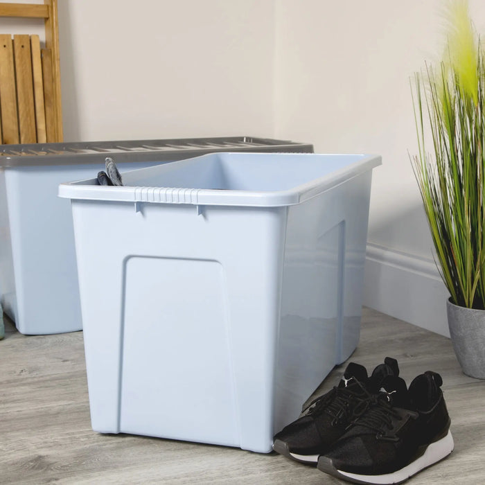 Pack of 3 - 110 Litre XL Plastic Storage Boxes with Lids Wham Storage