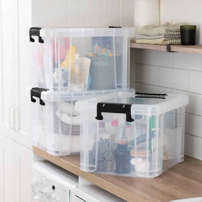 Pack of 3 - 35 Litre Stackmaster Storage Boxes with Lids Strata