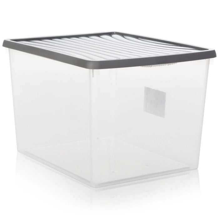 Pack of 3 - 50 Litre A4 Lever Arch Archiving File Clear Storage Boxes with Lids Wham Storage